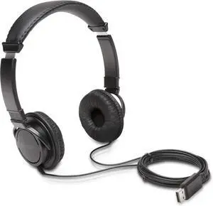 Kensington USB-A Hi-Fi Headphones, On-Ear Headset, 6ft Cord, for Kids, for Adults, for School, Padded Adjustable Headband (K97600WW), Black