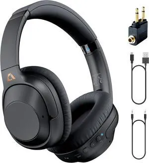 YMOO Bluetooth 5.2 Hybrid Active Noise Cancelling Headphones for Airplane Travel, Wired and Wireless ANC Headphones, 75H Playtime Over Ear Headphone, Bluetooth Headset with Mic for Adults