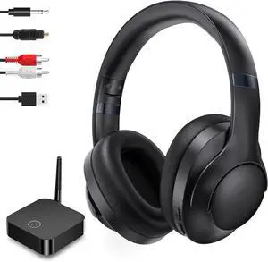 ROSIDA Wireless Headphones for TV Watching with Transmitter, TV Headphones Wireless for Seniors 295FT Range with Optical, AUX, RCA and USB Way, High Volume Control, Long Playtime, No Delay, Black