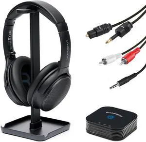 HomeSpot JM320, Auracast TV Headphones, Bluetooth 5.3, with BA210 v2 Transmitter for AV Home Theater Projector, TV & Mobile Seamless Switching, LE Audio Low Latency, Gifts for Senior (Basic Pack)