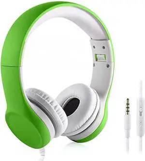 Kids Headphones, Two Audio Port for Sharing, Headphones for kids with mic & Volume Limiting, Baby Children Toddlers Boys Girls Laptop Tablet Class travel school usegreen