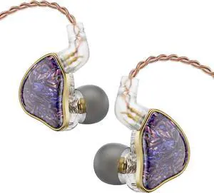 DB2 IEM Earphones Without Microphone: Resin 1BA 1DD Hybrid in Ear Monitor Headphones with 2Pin Detachable Cable,3.5mm Wired Earbuds for Gaming/Audiophile (Purple
