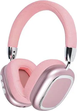 Bluetooth Headphones Over-Ear, Foldable Wireless Headphones,Support Wired,Stereo Headset with Mic for Cell Phone,PC,Soft Earmuffs Light Weight for Long Wearing(Pink)