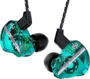 CCZ DC01 Pro in Ear Monitor, iems for Gaming, Professional Gaming Earbuds Super Bass Wired Earphones Headphones with 1DD, Patent Ear fins, Ear Tips, for Singers Musicians Podcaster (Cyan Without mic)