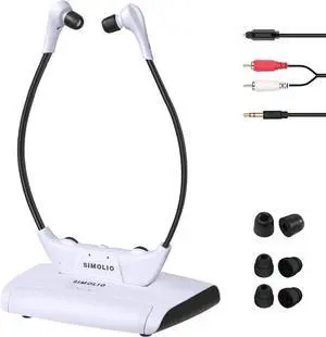 SIMOLIO Wireless Headphones for TV Watching w/Clarified Dialog, 164FT Range TV Headset for Seniors w/Balance Control & Enhanced Voice & Transmitter/Charging Dock, Gifts for Elderly, No Audio Delay