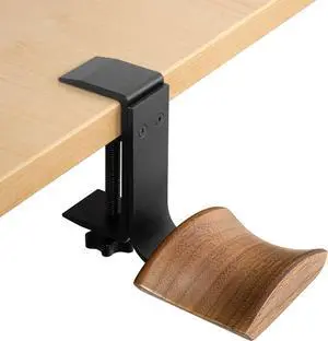 Headphone Holder with 6cm Wide Walnut Headrest,Adjustable Clamp-on Headset Stand Desk Headset Holder for Over Ear and Gaming