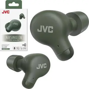 JVC Marshmallow True Wireless Bluetooth 5.3 Earbuds  28H Battery, Memory Foam Earpieces for All-Day Comfort, IPX4 Water Resistant, Mic, Compact Case, for iPhone & Android