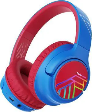 PowerLocus Kids Wireless Headphones, Bluetooth Kids Headphones LED Lights Over Ear with 74/85/94dB Volume Limited, 45H Playtime,Built-in Mic, Two Device Share Mode, HD Stereo for Travel/PC/Tablet