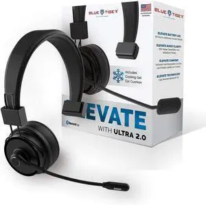 Blue Tiger Elite Ultra 2.0 Wireless Bluetooth Headset  One-Ear Piece Trucker Professional Headset - Bluetooth 5.2 with Microphone  60 Hours Talk Time, 1200 Hours Standby