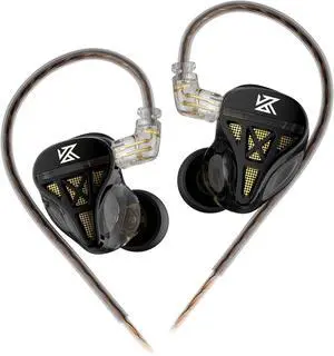 Wired Headphone,KZ DQS HiFi Dynamic Drivers IEM Earphone,KZ Gaming Earbuds Headphones Bass 2pin 3.5mm Sports Music Game in Ear Monitor Headphone for System Singers (Black, No Mic)