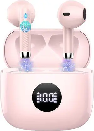 Wireless Earbuds, Bluetooth 5.4 Ear Buds LED Power Display Headphones Bass Stereo, Bluetooth Earbuds in-Ear Noise Cancelling Mic, 40H Playback Mini Case IP7 Waterproof Sports Earphones for Android iOS
