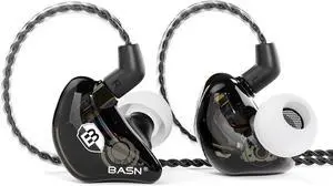 BASN Bsinger BC100 in Ear Monitor Headphones Universal Fit Noise Isolating IEM Earphones for Musicians Singers Studio Audiophiles (Black)
