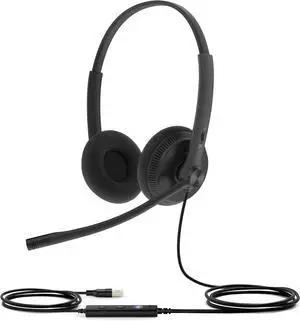 Yealink UH34 USB Headset with Mic, Teams Certified, Wired Headphones with Noise Cancelling Microphone for Laptop Computer PC, in-Line Controls for Home Office Online Class Skype Zoom Meetings
