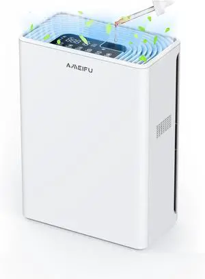 AMEIFU Air Purifiers for Home Large Room up to 2300sq.ft, H13 True Hepa Air Purifiers for Pets Hair, Dander, Smoke, Pollen, 3 Fan Speeds, 5 Timer Air Cleaner