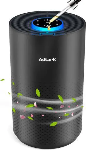 Air Purifiers for Home Bedroom, ADTARK Air Cleaner with H14 True HEPA 3-in-1 Filter, Sleep Mode & Aroma Function, 3 Light Modes, Room Air Purifier with 3 Timer for Office, Dorm, Hotel (Black)