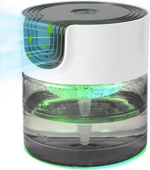 Water Air Purifiers for Home, Quiet Variable Speed Water Based Air Purifier with 7 Color Night Light, Air Washer Humidifier for Home, Bedroom, Office, Pet Odors