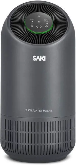 SAKI True HEPA H13 Filter Air Purifier for Bedroom, Home or Office to Purify Air in Rooms up to 129 Square Feet, With Smart Air Quality Monitor