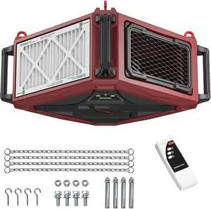 Abestorm 1080 CFM Intake Air Filtration System, 270 Degree Workshop Dust Collector with Remote Control, Ceiling Mounted for Woodworking Shops and Garage, 2-speed Adjustment, DecDust 1080