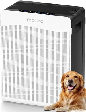 Air Purifier for Home Large Room 2800 Ft², MOOKA Double-Sided Air Purifiers for Home Pets with Washable Filters, PM 2.5 Air Quality Monitor, Air Filter Cleaner for Bedroom, Dorm Room, Office, C300