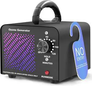 Ozone Generator 60,000mg/h, Air Purifier for Home, Pets, and Car, Covers Up to 2800 Sq Ft, Odor Eliminator with Overheat Protection