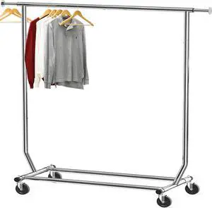 SIMPLE HOUSEWARE Supreme Commercial Grade Clothing Garment Rack, Holds Up to 250 lbs, 50 to 75 Inches Extensible Rod, Chrome