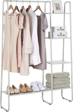 SunnyPoint Freestanding Clothes Metal Garment and Accessories, Organizer Closet Rack (OFF-WHITE)
