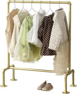 Kids Pipes Dress up Racks, Kids Clothing Racks, Child Garment Racks, Hanging Clothes Rod Storage Shelf Organizers Shelves Shelving, Gold Metal