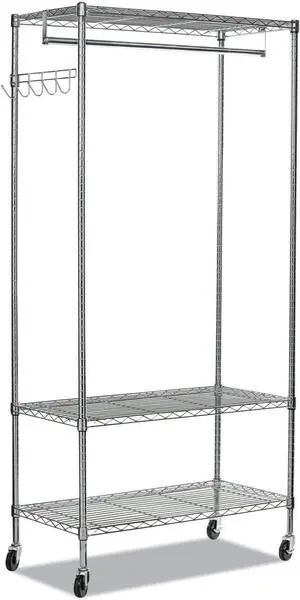 Alera ALEGR364818SR Moble Wire Shelving Garment Rack, 48" x 18" x 75", Silver