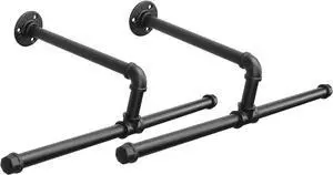 Industrial Pipe Clothes Rack Wall-Mounted, Multi-purpose Rustic Vintage Hanging Rod for Space-Saving Storage in Bedroom, Bathroom, and Laundry Room, 2 Pack