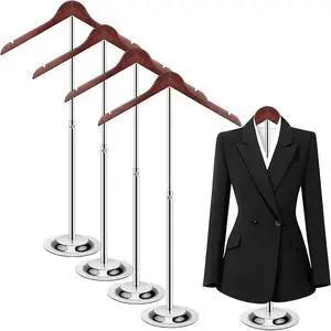 T Shirt Display stand for Vendors, Adjustable Dress Form Mannequin Torso, Portable Hanging wooden Clothes Rack, Flexible Hanger for Clothing Tshirt Jacket Coat Retail, Height 18.5-31.5 Inch (4 Pcs)
