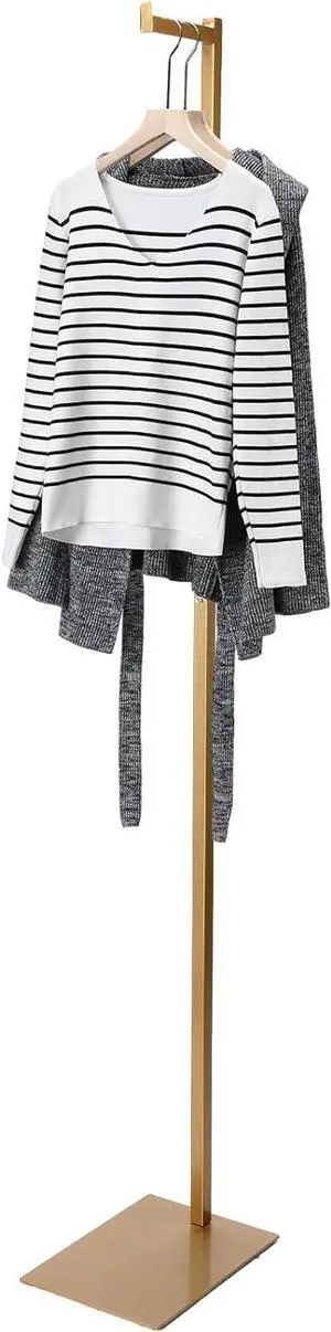 Sintuff Adjustable Cloth Display Stand 48-72 Inches Single Garment Rack Metal Costumer T Shirt Display for Thrift Shop Vendors Retail Store(Gold)