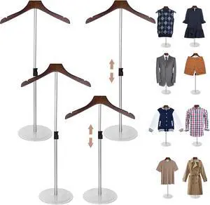 4 Pack Shirt Display Stand 35" Height Adjustable Shoulder Stand Shirt Rack, T Shirt Display Stand for Shops, Steaming Clothes Holder, Silver