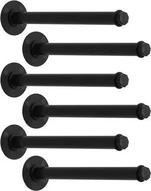 6 Pcs Industrial Pipe Clothes Bars 12 inch, Industrial Pipe Clothing Racks, Wall Mount Closet Rods for Hanging Clothes, Black Closet Bar Rod for Home Boutique
