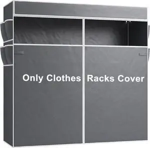 Raybee Garment Rack Cover Only, Fabric Clothing Rack Cover with Zipper, with PVC Clear Window & 8 Side Pockets, Cover Only 76.7" W X 75.1" H X 17.9" D(Large)