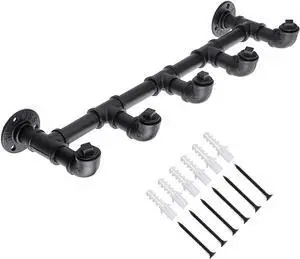 Sumnacon Industrial Pipe Coat Towel Rack with 5 Hooks- Vintage Heavy Duty Clothes Hat Hanger Racks with Screws, Rustic Iron Garment Storage Display Rail for Home, Store, Wardrobe, Boutique