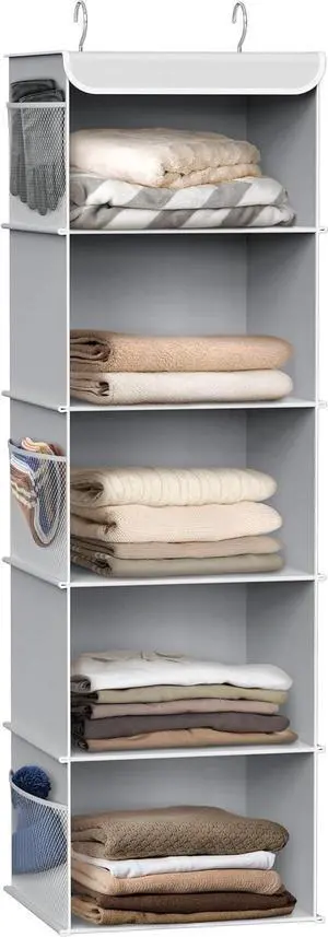 Simple Houseware 5 Shelf Hanging Closet Organizer, Gray