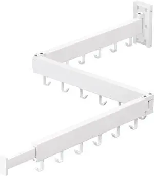 Dr.DJ Clothes Drying Rack for Laundry, Retractable Clothes Hanger Rack Wall Mounted Folding Indoor, Drying Rack, Space Saver Clothes Rack,Collapsible (Tri-Fold) with 18 J-Hooks Laundry Rack White