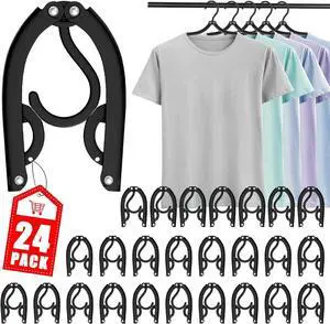 24 Pcs Travel Hangers Cruise Essentials 2025 Portable Folding Clothes Hangers Travel Accessories Foldable Clothes Drying Rack (Black) (24)