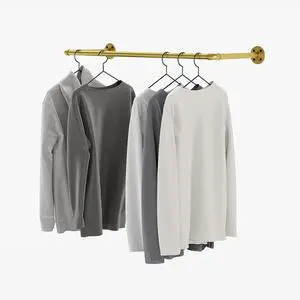 pamo Industrial pipe clothing rack metal gold - Wall mounted clothes racks for hanging clothes - Industrial clothing rack wall mounted - FINN I GOLD