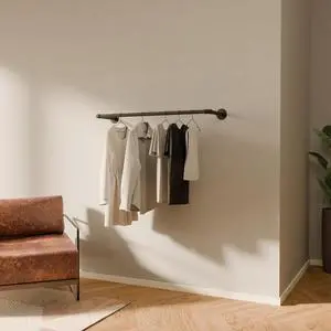 Industrial Wall Mounted Clothes Rack - Heavy Duty Industrial Pipe Wall Clothes Rack - pamo