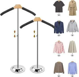 Adjustable Shirt Display Stand 2 Pcs, 20-35 Inch Height Tshirt Display Stand for Vendors, T Shirt Mannequin Display Shirt, Jacket, Coat at Clothing Vendor Events, Trade Fairs, Trade Shows(Black)
