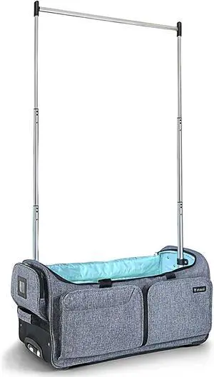Mavii Dance Bag with Garment Rack, 28 inch Rolling Duffel With, Ideal for Competitions & Travel, Easy-assembly Lightweight Aluminum Clothes Rack, Wheeled Upright Luggage, Heathered Gray