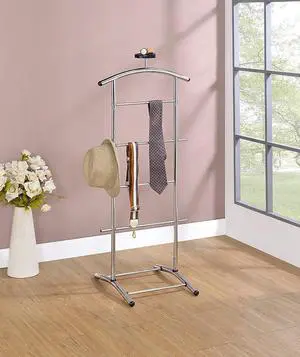 Kings Brand Furniture - Lebedev Metal Suit Valet Stand, Clothes Rack, Chrome