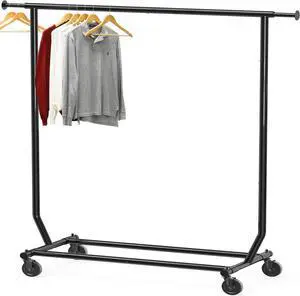 SIMPLE HOUSEWARE Supreme Commercial Grade Clothing Garment Rack, Holds Up to 250 lbs, 50 to 75 Inches Extensible Rod, Black