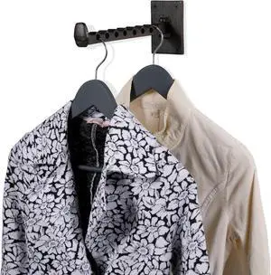 Rustic State Clout Cast Iron Clothes Hanger Folding Coat Rack Laundry Bar for Drying Clothes Farmhouse Design Wall Mount Organizer Hook for Closet Laundry Room Mudroom Entryway - Black