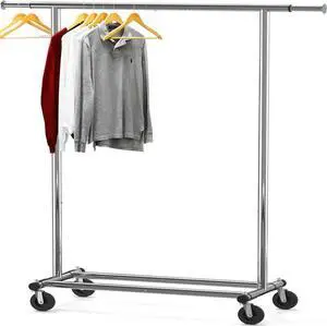 SIMPLE HOUSEWARE Heavy Duty Clothing Garment Rack, Holds Up to 150 lbs, 42 to 67 Inches Extensible Rod, Chrome