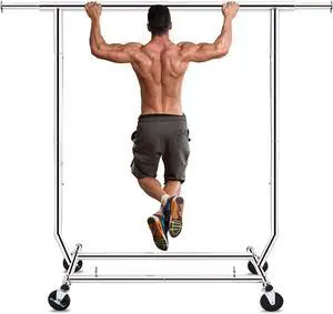 HOKEEPER Clothes Rack, Rolling Clothing Racks for Hanging Clothes, Portable Clothes Rack with Lockable Wheels, Commercial Heavy Duty Garment Rack for Bedroom, Living Room, Laundry, Balcony