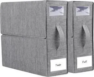 Bed Sheet Organizer 2 Pack Foldable Linen Closet Organizers and Storage Full or Twin Size Bedsheet Organizer Sheet Storage, Folder Organizers for Duvet Cover Bedding Clothes, Grey