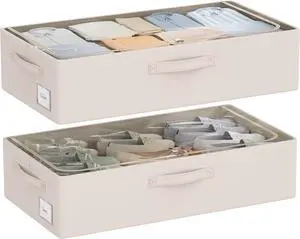 Under Bed Storage Bins Frame Storage Box Oxford Fabric Sturdy Underbed Container Foldable Stackable Large Capacity Clothes Organizer