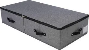 AMJ Extra Length Under Bed Storage Organization Containers for Shoes, Clothing, Bedding, 35.5 x 16.5 x 7, Black Gray